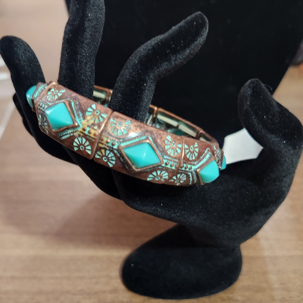 Copper Colored Metal And Turquoise Colored Stones 8$